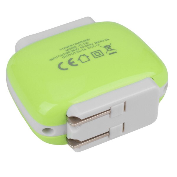Main product image for Reiko TC100 2A USB Power Adapter 2-Port 5 VDC Green 129-174